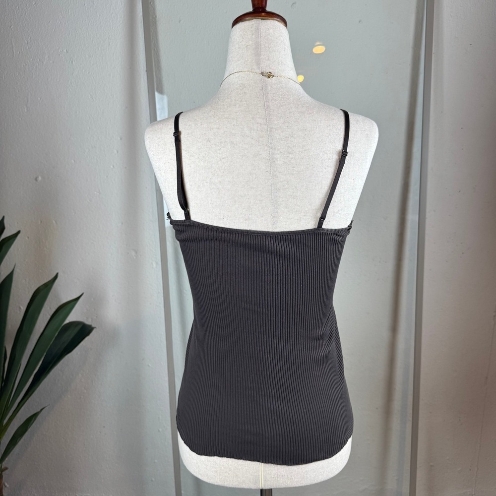Banana Republic Camisole Women S Brown Excellent Ribbed Lace Trim Cotton Top - Picture 4 of 6